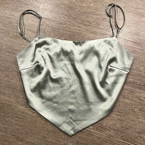 Open Back Satin Top with Gold Chain